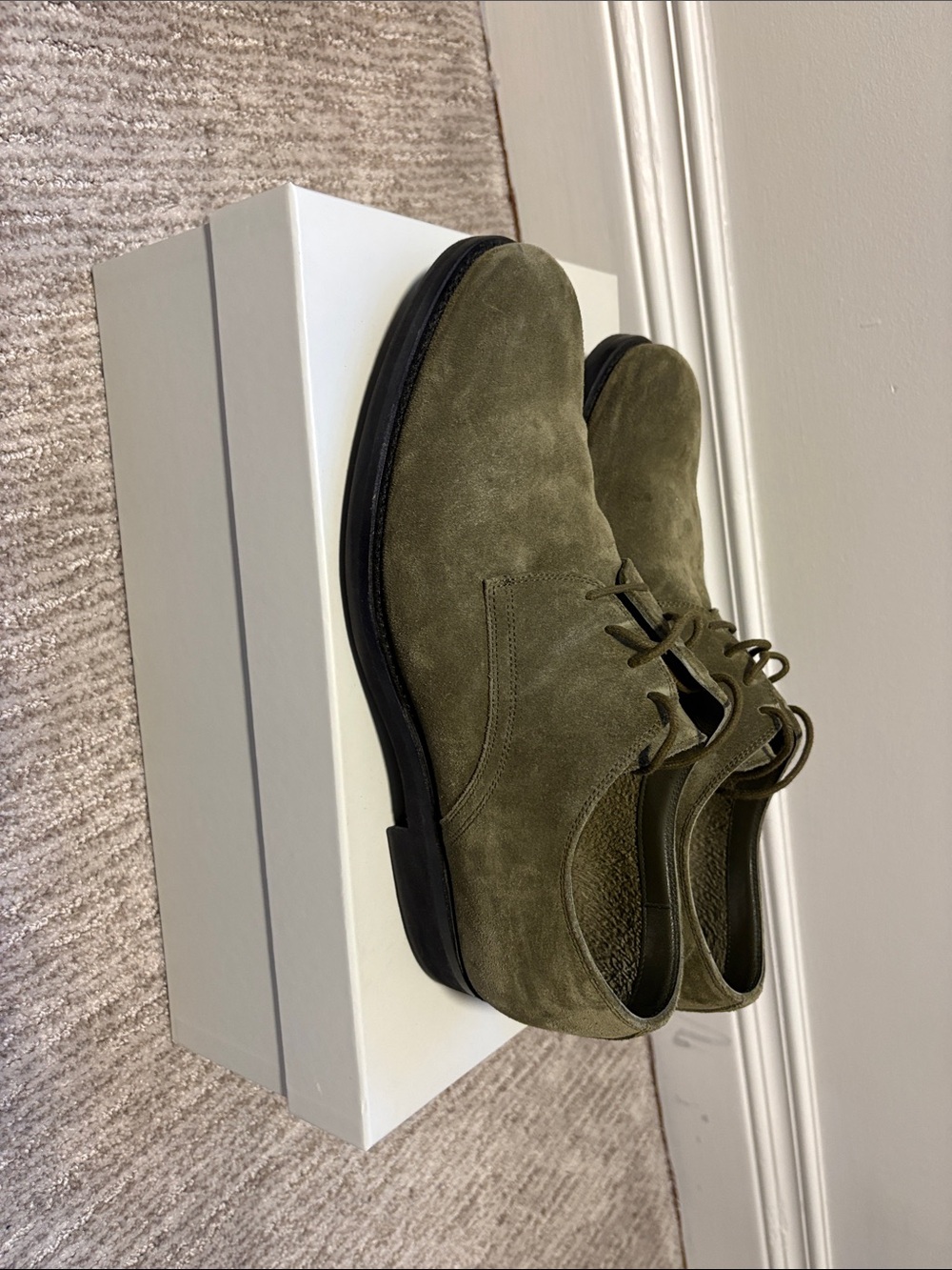 Manolo Blahnik Olive Suede Chukka Boots with Black Sole